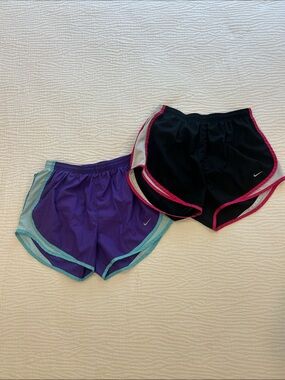 Nike Women's Duo Athletic Shorts - Purple with Teal & Black with Pink